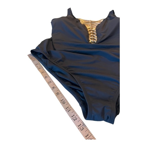 Bleu Rod Beattie Kore One Piece High Neck Lace Down Swimsuit Size 22W NEW - Picture 11 of 14